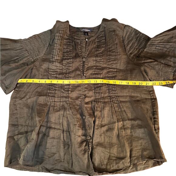 BANANA REPUBLIC Olive Green Sheer Blouse - Picture 6 of 7